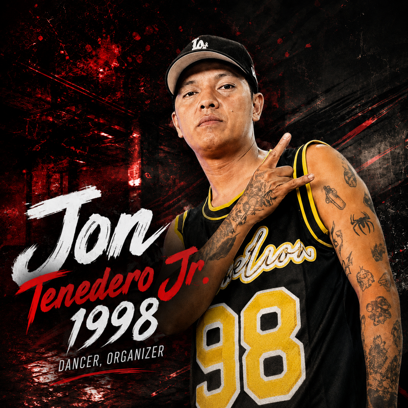 <h1>WALL OF LEGENDS</h1>
<h2>Jon Tenedero Jr</h2>
<h3>Started Dancing 1998</h3>
<h3>Location: Caloocan, City</h3>
<h3>DANCER, CONTEST ORGANIZER</h3>